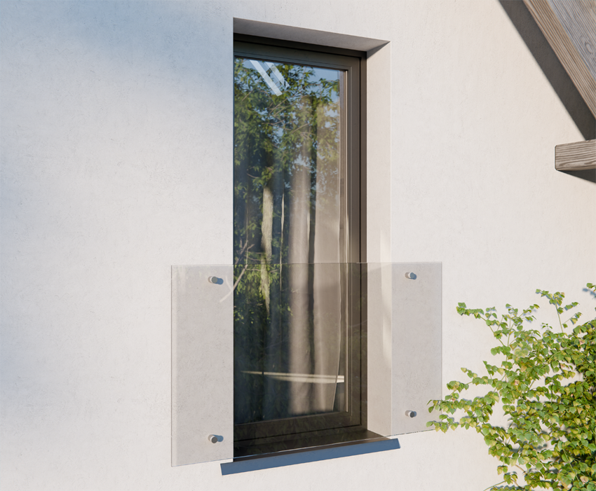 Balkon Francuski Szklany Portfenetr Rzygownik Float Przezroczysty 150x90 INOX