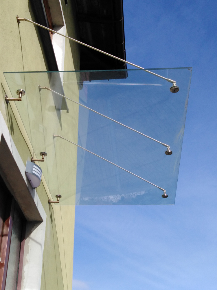 Glass Canopy Over Door 150x90 Black